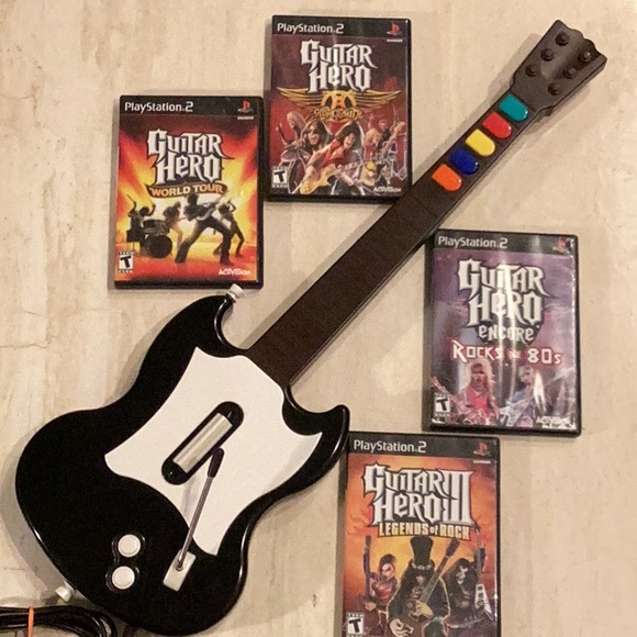 Guitar Hero Ps2 Guitar Wired PlayStation 2 & 4 Games Red Octane World Tour Rock - Picture 2 of 16